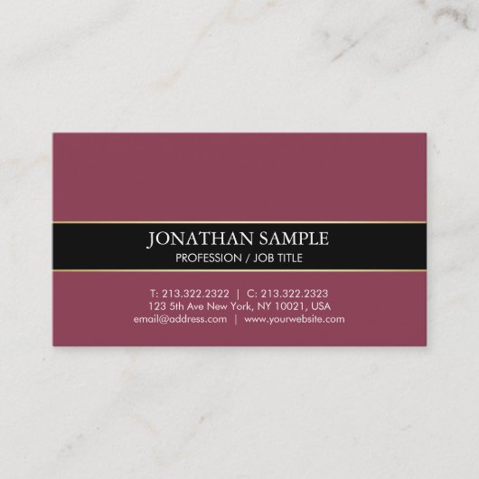 ヴィンテージボルドーカラープレミアムシルクエリートラグジュアリー 名刺 (正面)