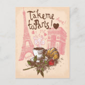 ヴィンテージボンジュールパリエッフェルタワーアークドゥトリオンフ ポストカード (正面)