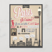 ヴィンテージボンジュールパリ ポストカード (正面)