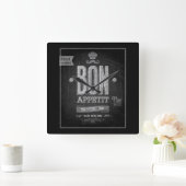 ヴィンテージボンペティットポスター – Chalkboard スクエア壁時計 (ホーム)