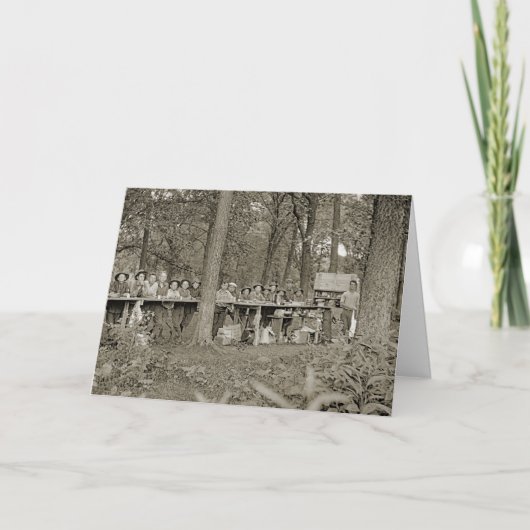 ヴィンテージボーイスカウト隊キャンプ写真1920's カード (正面)