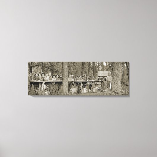 ヴィンテージボーイスカウト隊キャンプ写真1920's キャンバスプリント (正面)