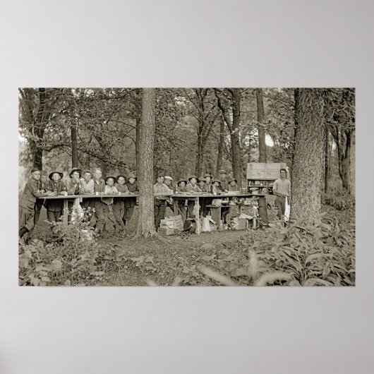 ヴィンテージボーイスカウト隊キャンプ写真1920's ポスター (正面)