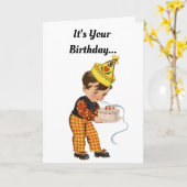 ヴィンテージボーイズハッピーバースデー カード (黄色い花)