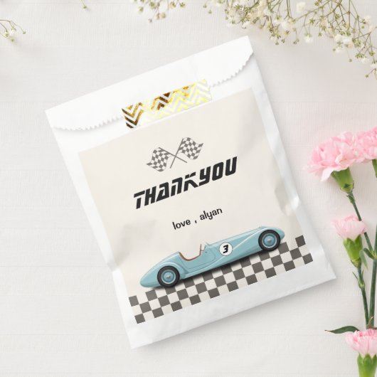 ヴィンテージボーイズレトロブルーレースカーバースデーパーティー フェイバーバッグ (封をした状態)