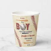 ヴィンテージボーイズ野球ベビーシャワー 紙コップ (裏面)