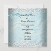 ヴィンテージボーイベビーシャワーブルーレースクリブ 招待状 (裏面)