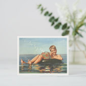 ヴィンテージボーイ付き海 ポストカード (スタンド正面)