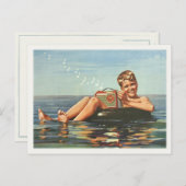 ヴィンテージボーイ付き海 ポストカード (正面/裏面)