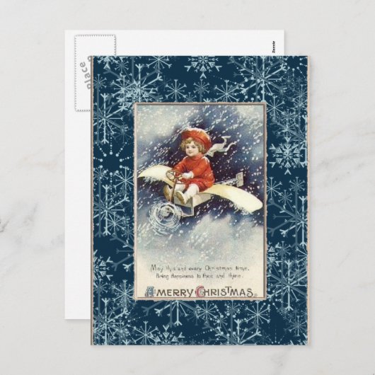 ヴィンテージボーイ/飛行機クリスマスポストカード シーズンポストカード (正面/裏面)