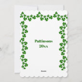 ヴィンテージボーイSaint patricks dayラックスシャムロックグリーン シーズンカード (裏面)