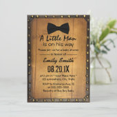 ヴィンテージボークタイウッド&リベット赤ちゃんシャワー 招待状 (スタンド正面)