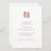 ヴィンテージボーシンプルーベビーシューズ赤ちゃんシャワー 招待状 (正面/裏面)