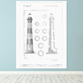 ヴィンテージボーディアイランドライトハウス図 キャンバスプリント (インサイチュ (ウッドフロア))