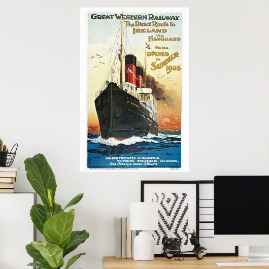 ヴィンテージボートでアイルランドの広告に移動 ポスター (ホームオフィス)