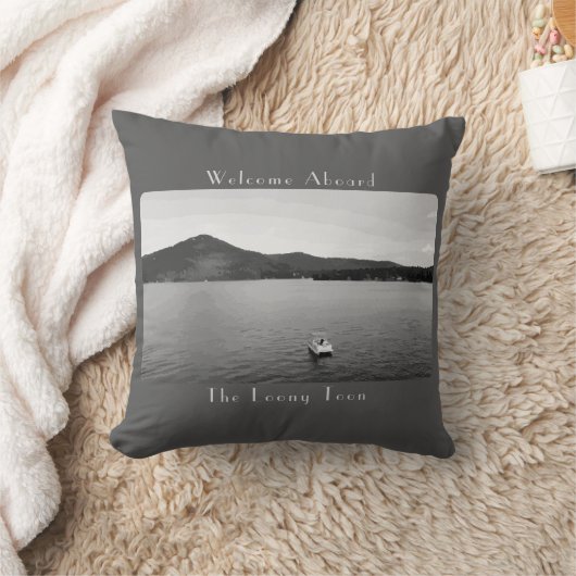 ヴィンテージボートデコパーソナライズされたールグレーポンツーン クッション (ブランケット)