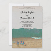 ヴィンテージボート沿岸ビーチ目的地の結婚式 招待状 (正面)