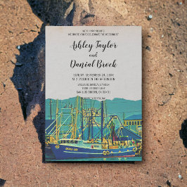 ヴィンテージボート海軍の旅行港の目的地の結婚式 招待状