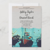 ヴィンテージボート海軍の海浜行き先結婚式 招待状 (正面)