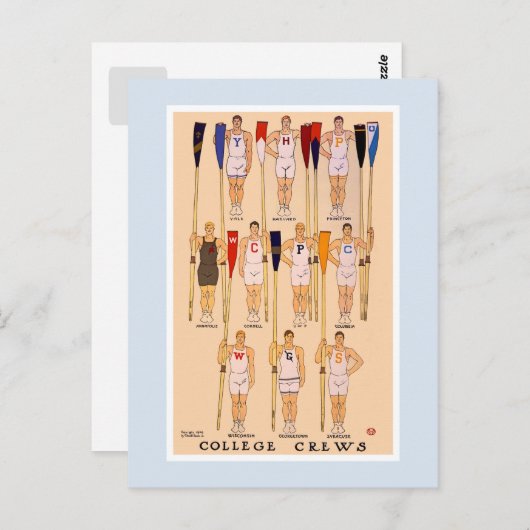 ヴィンテージボート1908大学の乗組員 ポストカード (正面/裏面)