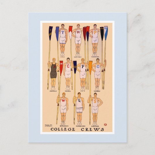 ヴィンテージボート1908大学の乗組員 ポストカード (正面)