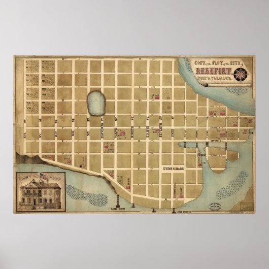 ヴィンテージボーフォートSCの地図(1860年代) ポスター (正面)