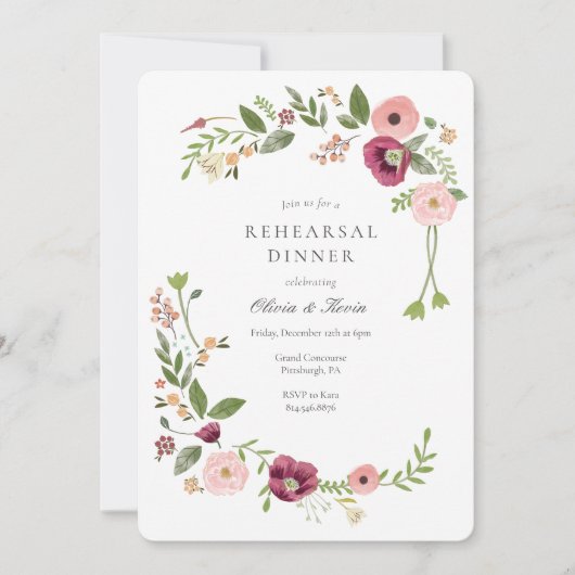 ヴィンテージボーフローラ結婚のリハーサルディナー 招待状 (正面)