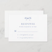 ヴィンテージボーブルーウェディングRSVPカード 出欠カード (正面/裏面)