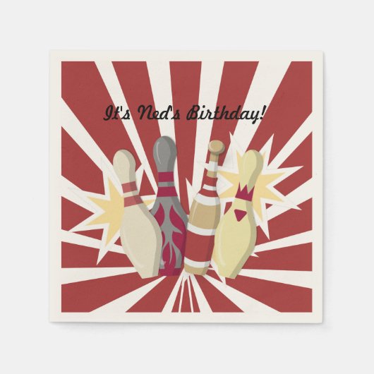 ヴィンテージボーリングをテーマ スタンダードカクテルナプキン (正面)