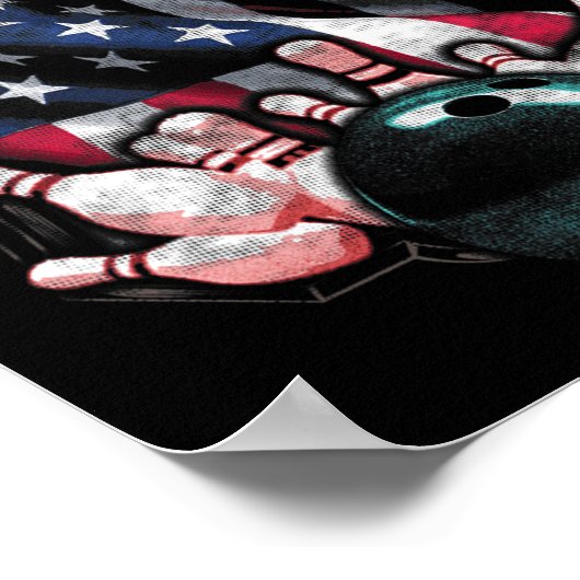 ヴィンテージボーリングアメリカ合衆国国旗のボーリング ポスター (角)