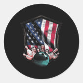 ヴィンテージボーリングアメリカ合衆国国旗のボーリング ラウンドシール (正面)