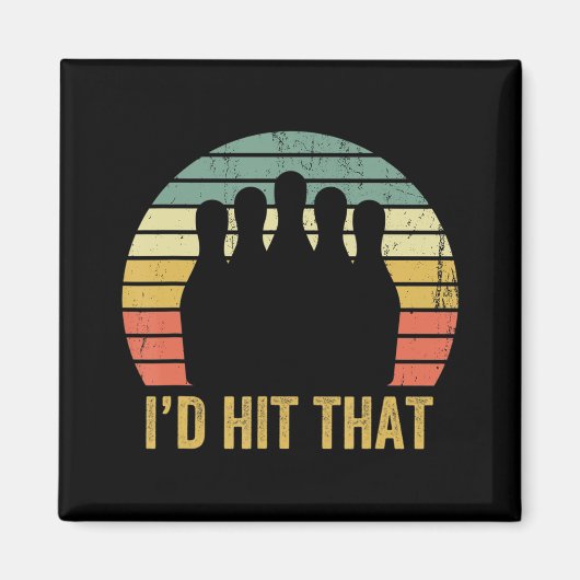 ヴィンテージボーリングチームおもしろいレトロボウリングをする人、 クリケットの投手スポーツボウル マグネット (正面)