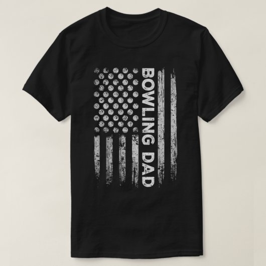 ヴィンテージボーリングパパUSA国旗レトロファーザーズデイパパ Tシャツ (デザイン正面)