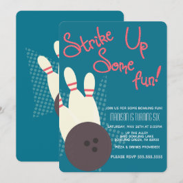 ヴィンテージボーリングパーティー誕生日パーティー 招待状
