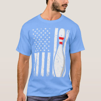 ヴィンテージボーリングピンUSAフラグボウリングをする人、 クリケットの投手 Tシャツ