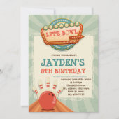 ヴィンテージボーリング誕生日パーティーへの招待 招待状 (正面)