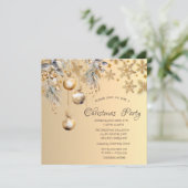 ヴィンテージボール金ゴールドスノーフレーク企業のクリスマス 招待状 (スタンド正面)