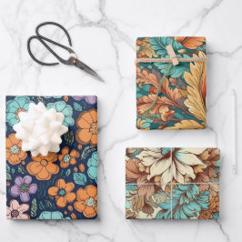 ヴィンテージボー結婚フローラ誕生日 ラッピングペーパーシート