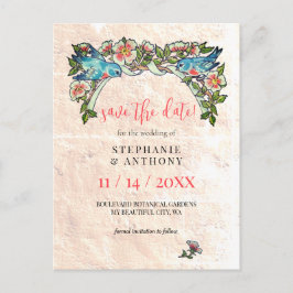 ヴィンテージボー赤面ピンク結婚フローラ救の日付 ポストカード