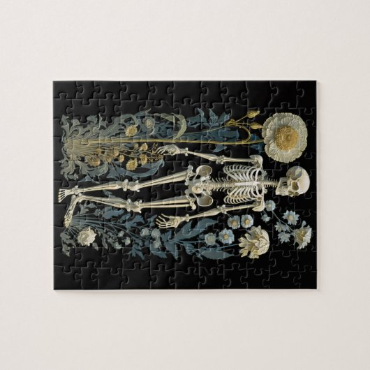 ヴィンテージボー魔法フローラ骨格ブラック ジグソーパズル (横)