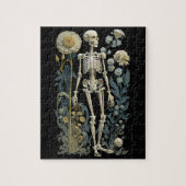 ヴィンテージボー魔法フローラ骨格ブラック ジグソーパズル (縦)