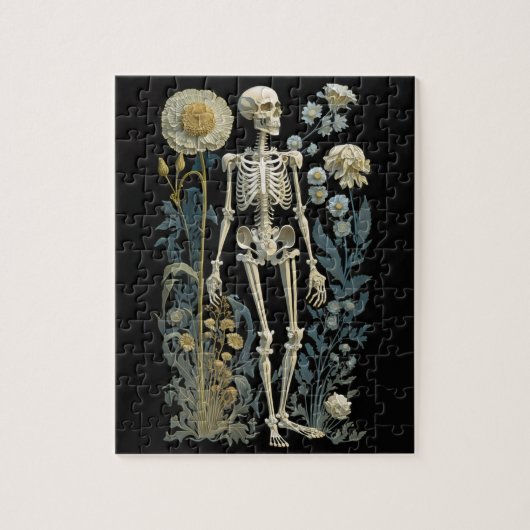 ヴィンテージボー魔法フローラ骨格ブラック ジグソーパズル (縦)