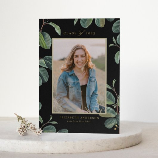 ヴィンテージボ葉タニカル写真卒業 招待状