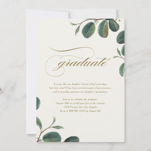 ヴィンテージボ葉タンズ写真卒業 案内状 (裏面)