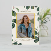 ヴィンテージボ葉タンズ写真卒業 箔招待状 (立ち正面)