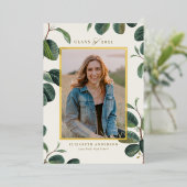 ヴィンテージボ葉タンズ写真卒業 箔招待状 (立ち正面)