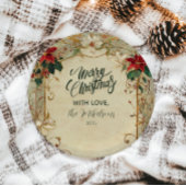 ヴィンテージポインセチアとホリークリスマス ペーパープレート