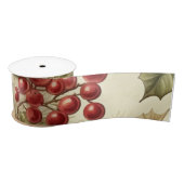 ヴィンテージポインセチアと果実パターンクリスマス サテンリボン (リール)