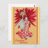 ヴィンテージポインセチアのクリスマスの願い ポストカード (正面/裏面)