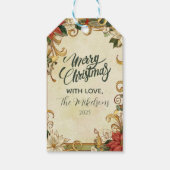 ヴィンテージポインセチアのクリスマス ギフトタグ (裏面)